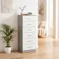 Cómoda de 6 Cajones Cajonera Alta para Dormitorio con Antivuelco 40x40x110 cm Gris Claro y Blanco Cómoda de 6 Cajones Cajonera Alta para Dormitorio con Antivuelco 40x40x110 cm Gris Claro y Blanco