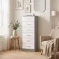 Cómoda de 6 Cajones Cajonera Alta para Dormitorio con Antivuelco 40x40x110 cm Gris Claro y Blanco Cómoda de 6 Cajones Cajonera Alta para Dormitorio con Antivuelco 40x40x110 cm Gris Claro y Blanco