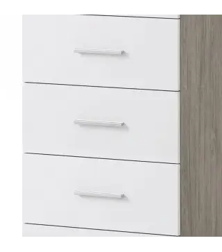 Cómoda de 6 Cajones Cajonera Alta para Dormitorio con Antivuelco 40x40x110 cm Gris Claro y Blanco