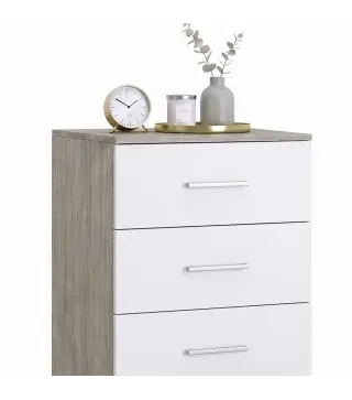 Cómoda de 6 Cajones Cajonera Alta para Dormitorio con Antivuelco 40x40x110 cm Gris Claro y Blanco