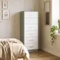 Cómoda de 6 Cajones Cajonera Alta para Dormitorio con Antivuelco 40x40x110 cm Gris Claro y Blanco Cómoda de 6 Cajones Cajonera Alta para Dormitorio con Antivuelco 40x40x110 cm Gris Claro y Blanco