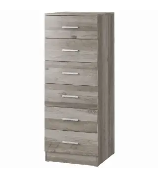Cómoda de 6 Cajones Cajonera Alta para Dormitorio con Antivuelco 40x40x110 cm Gris Claro