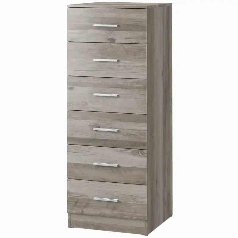 Cómoda de 6 Cajones Cajonera Alta para Dormitorio con Antivuelco 40x40x110 cm Gris Claro Cómoda de 6 Cajones Cajonera Alta para Dormitorio con Antivuelco 40x40x110 cm Gris Claro