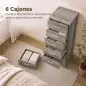 Cómoda de 6 Cajones Cajonera Alta para Dormitorio con Antivuelco 40x40x110 cm Gris Claro Cómoda de 6 Cajones Cajonera Alta para Dormitorio con Antivuelco 40x40x110 cm Gris Claro