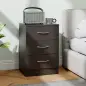 Mesilla de Noche con 3 Cajones y Asas de Aluminio Mesilla de Noche para Dormitorio Salón 40x35x58 cm Marrón Oscuro