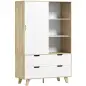 Armario Dormitorio Moderno con Puertas Correderas Barra para Colgar Estantes Ajustables y 4 Cajones Roble y Blanco