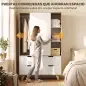 Armario Dormitorio Moderno con Puertas Correderas Barra para Colgar Estantes Ajustables y 4 Cajones Roble y Blanco