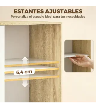 Armario Dormitorio Moderno con Puertas Correderas Barra para Colgar Estantes Ajustables y 4 Cajones Roble y Blanco