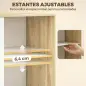 Armario Dormitorio Moderno con Puertas Correderas Barra para Colgar Estantes Ajustables y 4 Cajones Roble y Blanco