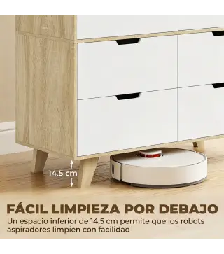 Armario Dormitorio Moderno con Puertas Correderas Barra para Colgar Estantes Ajustables y 4 Cajones Roble y Blanco