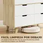 Armario Dormitorio Moderno con Puertas Correderas Barra para Colgar Estantes Ajustables y 4 Cajones Roble y Blanco