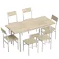 Conjunto Mesa de Comedor Extensible 120-160 cm y 6 Sillas para 4-6 Personas Efecto Roble Conjunto Mesa de Comedor Extensible 120-160 cm y 6 Sillas para 4-6 Personas Efecto Roble