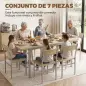 Conjunto Mesa de Comedor Extensible 120-160 cm y 6 Sillas para 4-6 Personas Efecto Roble Conjunto Mesa de Comedor Extensible 120-160 cm y 6 Sillas para 4-6 Personas Efecto Roble