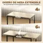 Conjunto Mesa de Comedor Extensible 120-160 cm y 6 Sillas para 4-6 Personas Efecto Roble Conjunto Mesa de Comedor Extensible 120-160 cm y 6 Sillas para 4-6 Personas Efecto Roble