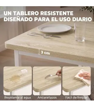 Conjunto Mesa de Comedor Extensible 120-160 cm y 6 Sillas para 4-6 Personas Efecto Roble