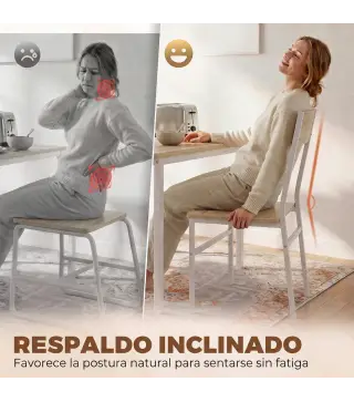Conjunto Mesa de Comedor Extensible 120-160 cm y 6 Sillas para 4-6 Personas Efecto Roble