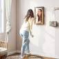 Espejo Joyero de Pared con Cerradura y Varios Compartimentos Montar en Pared o Puerta Marrón Rústico y Forro Negro
