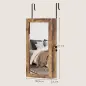 Espejo Joyero de Pared con Cerradura y Varios Compartimentos Montar en Pared o Puerta Marrón Rústico y Forro Negro