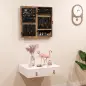 Espejo Joyero de Pared con Cerradura y Varios Compartimentos Montar en Pared o Puerta Marrón Rústico y Forro Negro