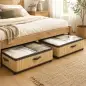 Juego de 2 Cajas de Almacenaje Bajo Cama con Ruedas 60L Tapa Transparente 78,5x43x23 cm Natural Juego de 2 Cajas de Almacenaje Bajo Cama con Ruedas 60L Tapa Transparente 78,5x43x23 cm Natural