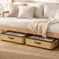 Juego de 2 Cajas de Almacenaje Bajo Cama con Ruedas 60L Tapa Transparente 78,5x43x23 cm Natural Juego de 2 Cajas de Almacenaje Bajo Cama con Ruedas 60L Tapa Transparente 78,5x43x23 cm Natural