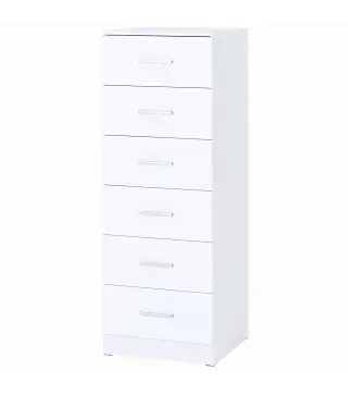 Cómoda de 6 Cajones Cajonera Alta para Dormitorio con Antivuelco 40x40x110 cm Blanco