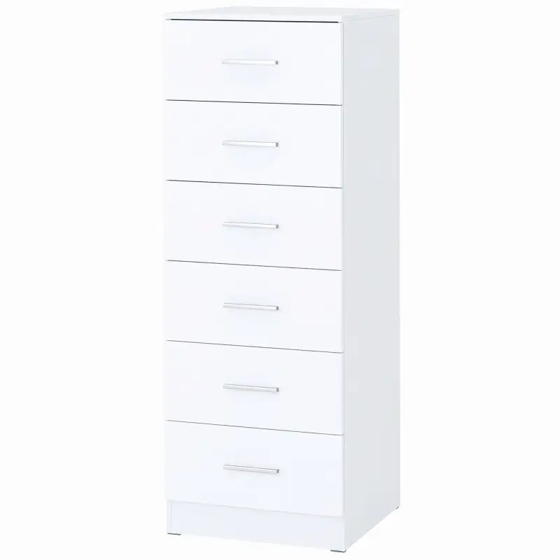 Cómoda de 6 Cajones Cajonera Alta para Dormitorio con Antivuelco 40x40x110 cm Blanco Cómoda de 6 Cajones Cajonera Alta para Dormitorio con Antivuelco 40x40x110 cm Blanco