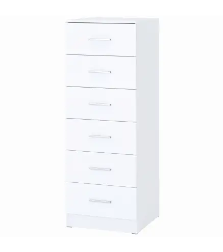 Cómoda de 6 Cajones Cajonera Alta para Dormitorio con Antivuelco 40x40x110 cm Blanco