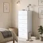 Cómoda de 6 Cajones Cajonera Alta para Dormitorio con Antivuelco 40x40x110 cm Blanco Cómoda de 6 Cajones Cajonera Alta para Dormitorio con Antivuelco 40x40x110 cm Blanco