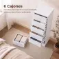 Cómoda de 6 Cajones Cajonera Alta para Dormitorio con Antivuelco 40x40x110 cm Blanco Cómoda de 6 Cajones Cajonera Alta para Dormitorio con Antivuelco 40x40x110 cm Blanco
