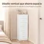 Cómoda de 6 Cajones Cajonera Alta para Dormitorio con Antivuelco 40x40x110 cm Blanco Cómoda de 6 Cajones Cajonera Alta para Dormitorio con Antivuelco 40x40x110 cm Blanco