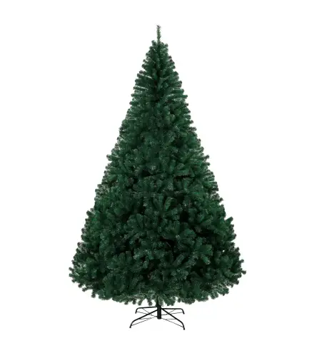Árbol de Navidad de Abeto 270 cm con Ramas Articuladas 2418 Puntas de PVC Ignífugo Montaje Rápido Soporte de Acero Verde