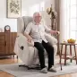 Sillón Relax Reclinable Eléctrico Levanta Personas Masaje Vibratorio y Calor Asiento Ancho Puerto USB Bolsillos Beige
