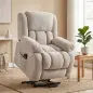 Sillón Relax Reclinable Eléctrico Levanta Personas Masaje Vibratorio y Calor Asiento Ancho Puerto USB Bolsillos Beige