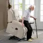 Sillón Relax Reclinable Eléctrico Levanta Personas Masaje Vibratorio y Calor Asiento Ancho Puerto USB Bolsillos Beige