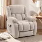 Sillón Relax Reclinable Eléctrico Levanta Personas Masaje Vibratorio y Calor Asiento Ancho Puerto USB Bolsillos Beige