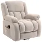 Sillón Relax Reclinable Eléctrico Levanta Personas Masaje Vibratorio y Calor Asiento Ancho Puerto USB Bolsillos Beige
