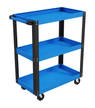 Carro de Herramientas con 3 Estantes Ruedas y Asas Carga 120 kg Azul y Negro