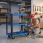 Carro de Herramientas con 3 Estantes Ruedas y Asas para Garaje Mecánico Hogar Carga 120 kg Azul y Negro Carro de Herramientas con 3 Estantes Ruedas y Asas para Garaje Mecánico Hogar Carga 120 kg Azul y Negro