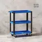 Carro de Herramientas con 3 Estantes Ruedas y Asas para Garaje Mecánico Hogar Carga 120 kg Azul y Negro Carro de Herramientas con 3 Estantes Ruedas y Asas para Garaje Mecánico Hogar Carga 120 kg Azul y Negro