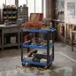 Carro de Herramientas con 3 Estantes Ruedas y Asas para Garaje Mecánico Hogar Carga 120 kg Azul y Negro Carro de Herramientas con 3 Estantes Ruedas y Asas para Garaje Mecánico Hogar Carga 120 kg Azul y Negro