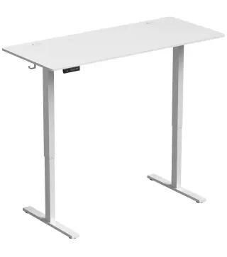Escritorio Elevable Eléctrico 140x60 cm con 3 Memorias Pantalla LED 2 Ganchos y 2 Pasacables Blanco