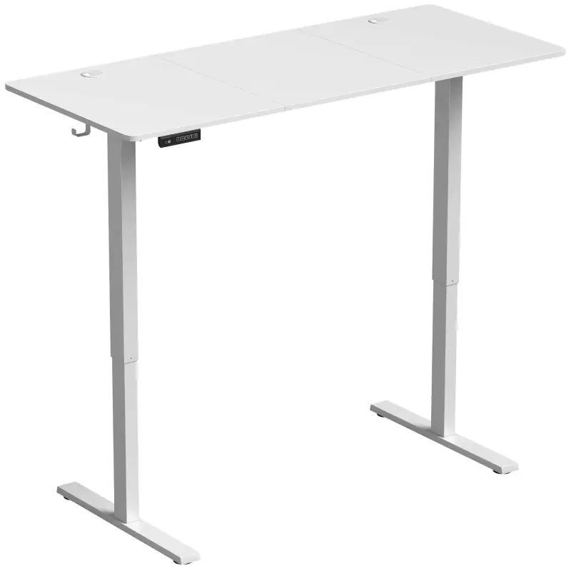 Escritorio Elevable Eléctrico 140x60 cm con 3 Memorias Pantalla LED 2 Ganchos y 2 Pasacables Blanco