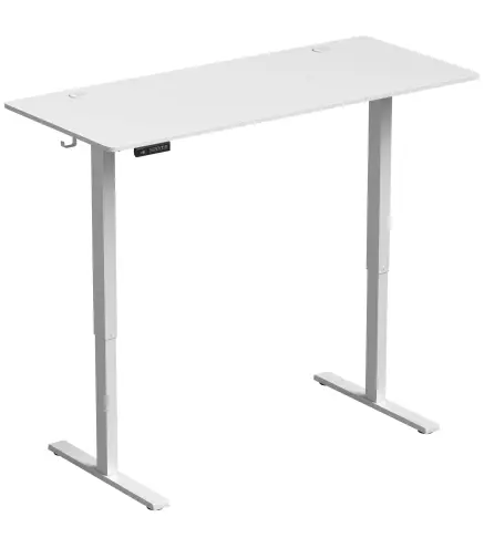 Escritorio Elevable Eléctrico 140x60 cm con 3 Memorias Pantalla LED 2 Ganchos y 2 Pasacables Blanco