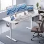 Escritorio Elevable Eléctrico 140x60 cm con 3 Memorias Pantalla LED 2 Ganchos y 2 Pasacables Blanco