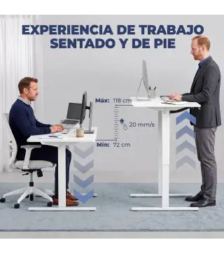 Escritorio Elevable Eléctrico 140x60 cm con 3 Memorias Pantalla LED 2 Ganchos y 2 Pasacables Blanco
