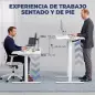Escritorio Elevable Eléctrico 140x60 cm con 3 Memorias Pantalla LED 2 Ganchos y 2 Pasacables Blanco