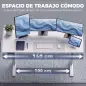 Escritorio Elevable Eléctrico 140x60 cm con 3 Memorias Pantalla LED 2 Ganchos y 2 Pasacables Blanco