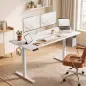 Escritorio Elevable Eléctrico 140x60 cm con 3 Memorias Pantalla LED 2 Ganchos y 2 Pasacables Blanco