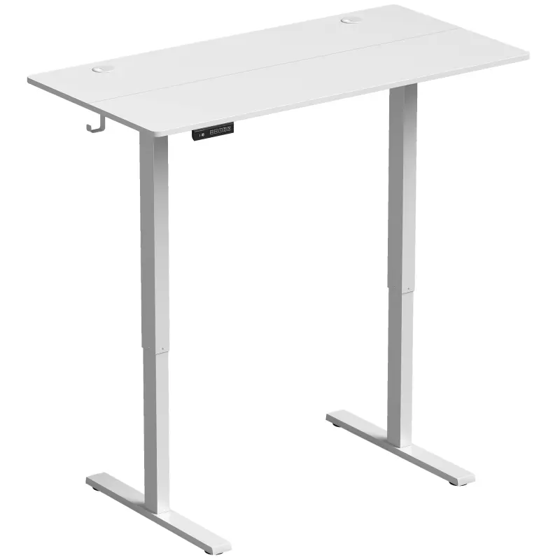 Escritorio Elevable Eléctrico 120x60 cm con 3 Memorias Pantalla LED 2 Ganchos y 2 Pasacables Blanco Escritorio Elevable Eléctrico 120x60 cm con 3 Memorias Pantalla LED 2 Ganchos y 2 Pasacables Blanco